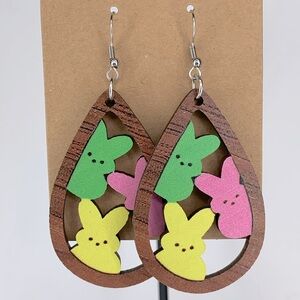 Light Weight Wooden Easter Peeps Dangle Earrings